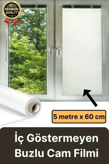 UV Engelleyici İçeriyi Göstermeyen Yapışkan İz Bırakmaz Ofis Ev Buzlu Cam Filmi 5 mt x 60 cm