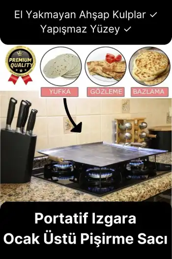 Özel Üretim Yapışmaz Ahşap Kulplu Yufka Ekmek Gözleme Hamur Mangal Izgara Ocak Üstü Pişirme Sacı