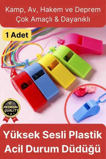 Çok Amaçlı Yüksek Sesli Renkli Kamp Av Spor Deprem Çağrı Hakem Plastik Acil Durum Düdüğü - 1 Adet