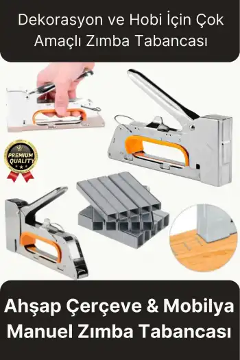Çok Amaçlı Pratik Dekorasyon Hobi Koltuk Döşeme Çakma Mobilya Ahşap Çerçeve Manuel Zımba Tabancası