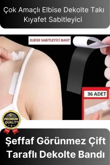 Çok Amaçlı Görünmez Çift Taraflı Dekolte Vücut Yapışkanlı Şeffaf Elbise Sabitleyici Bant 36 Parça