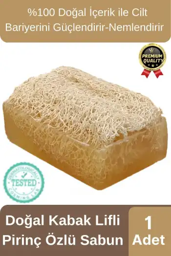 Organik Ferah Koku Cilt Bariyerini Güçlendirir Nemlendirir %100 Doğal Kabak Lifli Pirinç Özlü Sabun