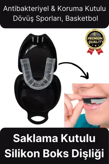 Profesyonel Antibakteriyel Antrenman Kick Boks Dövüş Basketbol Siyah Kutulu Silikon Medikal Dişlik