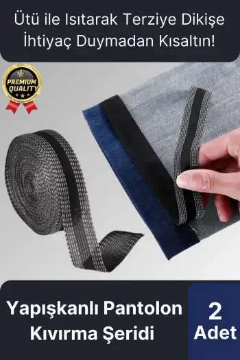 Dayanıklı Polyester Esnek Kendinden Yapışkanlı Pantolon Kumaş Kıvırma Yapıştırma Bandı Şeridi-2 Adet