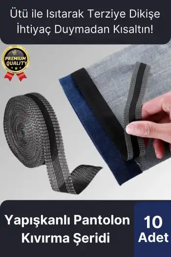 Dayanıklı Polyester Esnek Kendinden Yapışkanlı Pantolon Kumaş Kıvırma Yapıştırma Bandı Şeridi10 Adet