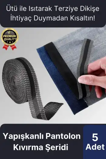 Dayanıklı Polyester Esnek Kendinden Yapışkanlı Pantolon Kumaş Kıvırma Yapıştırma Bandı Şeridi-5 Adet