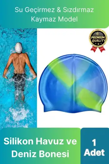Premium Su Geçirmez Sızdırmaz Kaymaz Elastik Yüzme Şapkası Kaliteli Silikon Deniz Havuz Yüzme Bonesi