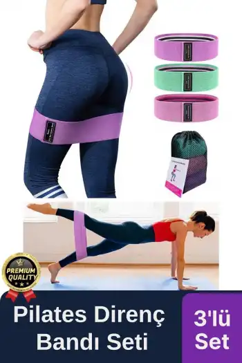 Dayanıklı Kaliteli Yumuşak Orta Sert Ebat 3lü Squat Pilates Fitness Spor Egzersiz Direnç Bandı Seti