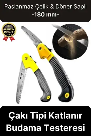 Dayanıklı Kaliteli Paslanmaz Çelik Döner Saplı Kamp Bahçe Katlanır Budama Testeresi Çakı Tipi 180 Mm