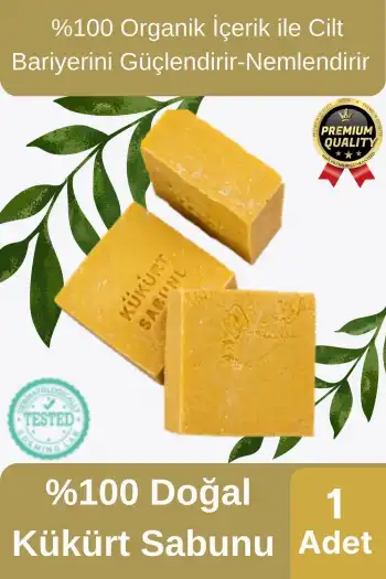 Organik El Yapımı Ferah Koku Cilt Bariyerini Güçlendirir Nemlendirir %100 Doğal Kükürt Sabunu 1 Adet