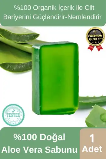 Organik Ferah Koku Cilt Bariyerini Güçlendirir Nemlendirir %100 Doğal Aloe Vera Sabunu 1 Adet