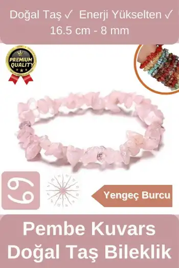 Özel Üretim Enerji Yükselten Esnek Ip Yengeç Burcu Gerçek Pembe Kuvars Doğal Taş Unisex Bileklik