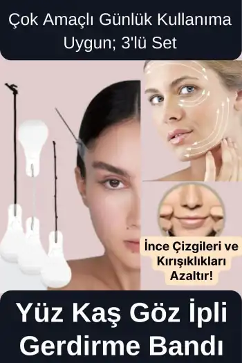 Çok Amaçlı Estetik Günlük Lastikli Yüz Kaş Göz Boyun Vücut Kaz Ayağı İpli Gerdirme Bantları 3lü Set