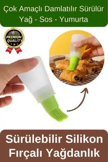 Çok Amaçlı Uzun Ömürlü Damlatılabilir Sürülebilir Yağ Sos Yumurta Hazneli Silikon Fırçalı Yağdanlık