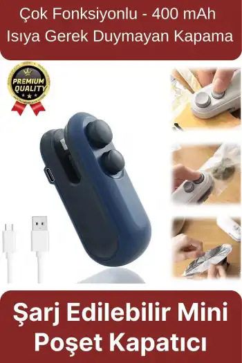 Çok Fonksiyonlu Isıya Gerek Duymayan 400mAh Şarj Edilir Mini Poşet Ambalaj Ağzı Kapatıcı Ve Kesici