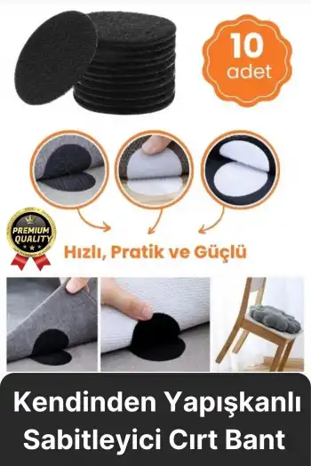 Çok Amaçlı Sabitleyici Kaydırmaz Kendinden Yapışkanlı Yıkanabilir Halı Kilim Koltuk Cırt Bant 10 Adt