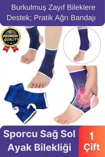 Pratik Burkulmuş Zayıf Kaslara Koruma Destek Sağlayan Ağrı Bandaj Sporcu Sağ Sol Ayak Bilekliği
