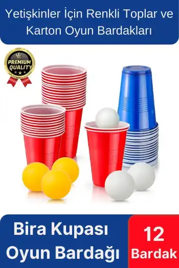 Özel Gün Beer Pong Yetişkin Eğlence Parti Malzemeleri İçki Bira Renkli 12 Toplu Karton Oyun Bardağı