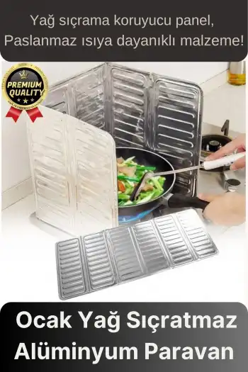 Katlanabilir Kolay Silinir Paslanmaz Ocak Kızartma Pişirme Yağ Sıçrama Koruyucu Alüminyum Paravan