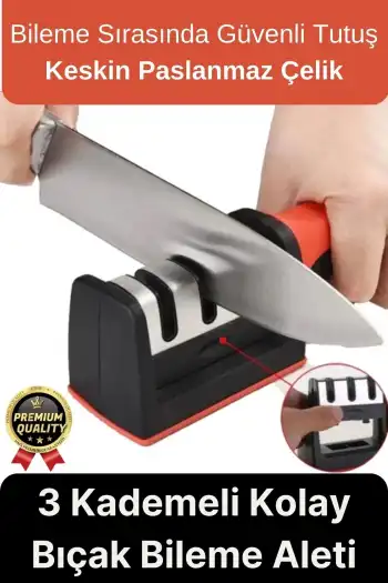 Profesyonel Ergonomik Pratik Keskin Paslanmaz Çelik Şef Mutfak 3 Kademeli Kolay Bıçak Bileme Aleti