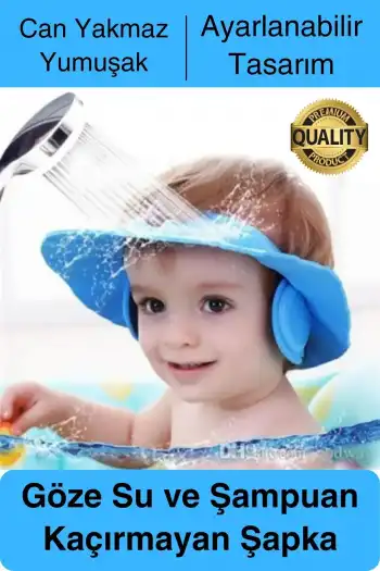 Ayarlanabilir Çocuk Bebek Duş Şapkası Göze Şampuan Su Sabun Kaçmasını Önleyen Koruyucu Banyo