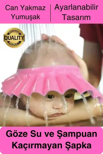 Ayarlanabilir Çocuk Bebek Duş Şapkası Göze Şampuan Su Sabun Kaçmasını Önleyen Koruyucu Banyo