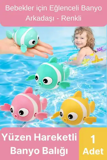 Özel Üretim Banyo Arkadaşı Eğlenceli Bebek Çocuk Renkli Oyuncak Kurmalı Yüzen Hareketli Banyo Balığı