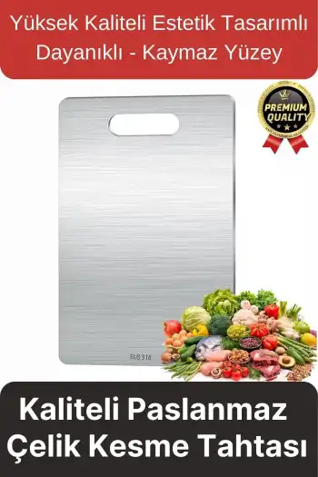 Çok Amaçlı Dayanıklı Kaymaz Yüzey Paslanmaz Çelik Mutfak Sebze Meyve Et Doğrama Lüks Kesme Tahtası