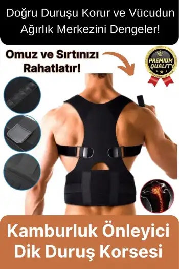 Profesyonel Ortopedik Omurga Sırt Bel Kas Güçlendirici Fıtık Kamburluk Önleyici Dik Duruş Korsesi