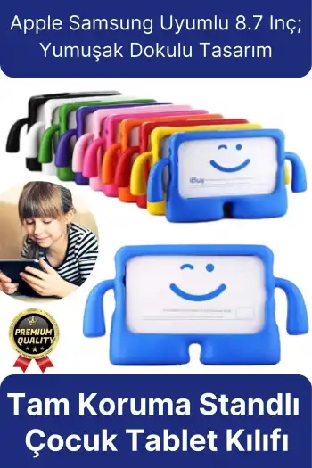 Kids Tutacaklı Apple Samsung Uyumlu 8.7 Inç Eğlenceli Karakterli Standlı Çocuk Tablet Kılıfı