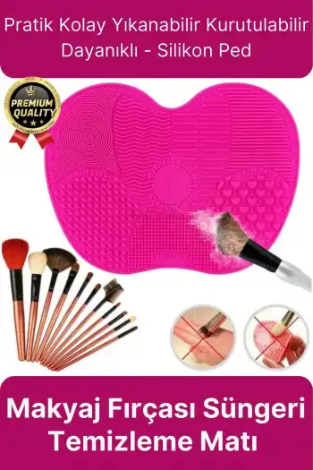 Premium Pratik Kolay Yıkanabilir Kurutulabilir Silikon Makyaj Fırçası Süngeri Temizleme Matı Aparatı