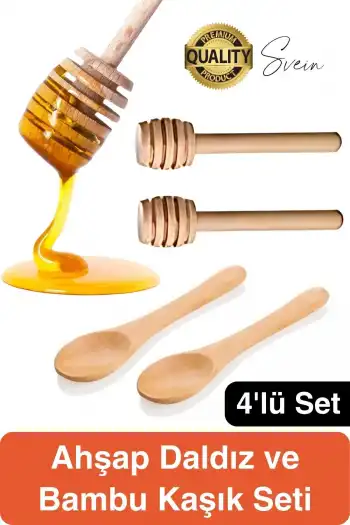 Özel Üretim Bambu Kaşık Ahşap Bal Daldız Seti Petek Tahta Baharat Bal Arısı Karıştırma Reçel Pekmez