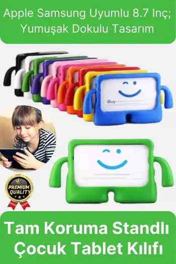 Kids Tutacaklı Apple Samsung Uyumlu 8.7 Inç Eğlenceli Karakterli Standlı Çocuk Tablet Kılıfı