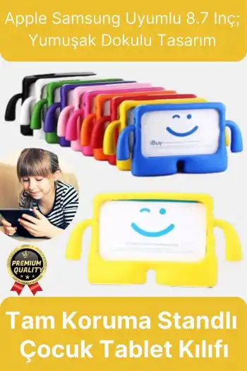 Kids Tutacaklı Apple Samsung Uyumlu 8.7 Inç Eğlenceli Karakterli Standlı Çocuk Tablet Kılıfı