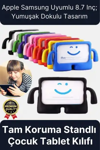 Kids Tutacaklı Apple Samsung Uyumlu 8.7 Inç Eğlenceli Karakterli Standlı Çocuk Tablet Kılıfı