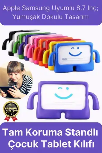 Kids Tutacaklı Apple Samsung Uyumlu 8.7 Inç Eğlenceli Karakterli Standlı Çocuk Tablet Kılıfı
