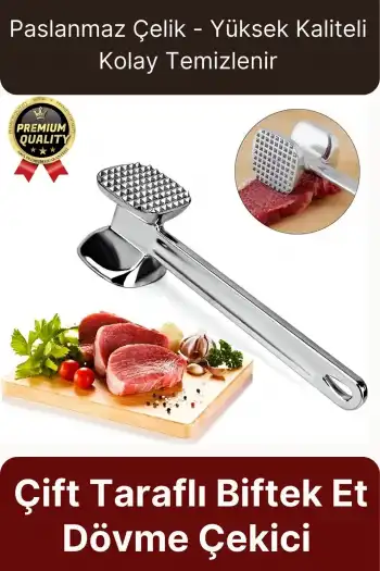 Premium Yüksek Kaliteli Uzun Ömürlü Paslanmaz Çelik Çift Taraflı Biftek Et Dövme Çekici Yumuşatıcı