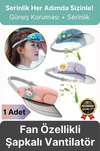 Premium 3 Kademe Ayarlanabilir Usb Şarjlı Sıcak Güneş Yaz Soğutucu Fan Özellikli Şapkalı Vantilatör