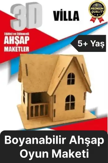 Premium Çocuk Eğitici Öğretici Zeka Geliştirici Boyanabilir 3 Boyutlu Demonte Ahşap Oyun Maketi