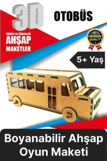 Premium Çocuk Eğitici Öğretici Zeka Geliştirici Boyanabilir 3 Boyutlu Demonte Ahşap Oyun Maketi