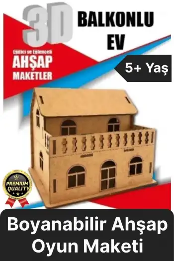 Premium Çocuk Eğitici Öğretici Zeka Geliştirici Boyanabilir 3 Boyutlu Demonte Ahşap Oyun Maketi