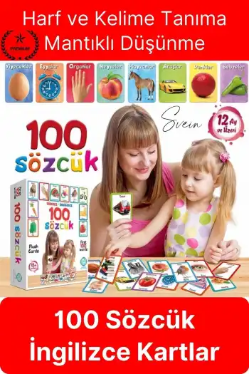 Premium Özel Üretim Zeka Geliştirici Yabancı Dil Eğitici Çocuk İlk 100 Sözcük İngilizce Türkçe