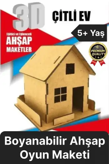 Premium Çocuk Eğitici Öğretici Zeka Geliştirici Boyanabilir 3 Boyutlu Demonte Ahşap Oyun Maketi