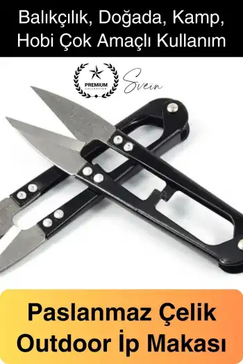 Paslanmaz Çelik Yaylı Balıkçı İp Kesme Makası Dış Mekan Hobi Makası Keskin Budama İlik Açıcı