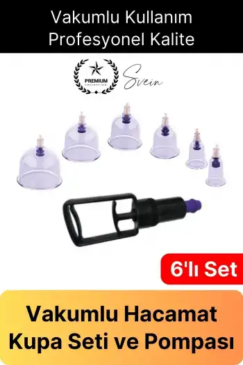 6lı Kupa Çekme Seti Vakumlu Masaj Aleti Hacamat Pompalı Selülit Çatlak Giderici Dayanıklı