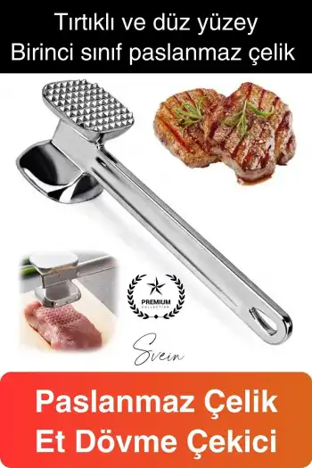 Paslanmaz Çelik Et Dövme Çekici Tokmağı Çift Taraflı Ezme Yumuşatma Aparatı Biftek Tavuk Sığır