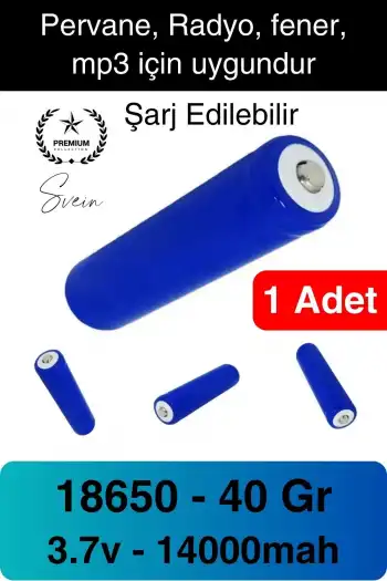 Şarj Edilebilir 40 Gr 18650 Pil El Pervanesi Vantilatör Pili 14000 Mah Radyo Fener MP3 Uzun Süre