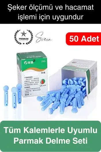 50 adet Çok Amaçlı Profesyonel Hacamat Kalemi İğnesi Şeker Ölçüm Parmak Delme Seti Özel Üretim