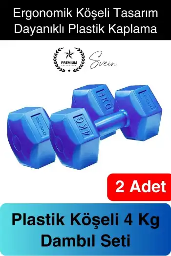 Rahat Tutuş 4 kg 2 Adet Fitnes Dambıl Ağırlık Seti Spor Köşeli Plastik Vücut Geliştirme Egzersiz