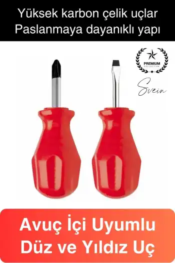 Profesyonel 2li Avuç İçi Tornavida Seti Düz Yıldız Cep Boy Taşınabilir Vidalama Ev İş Yeri